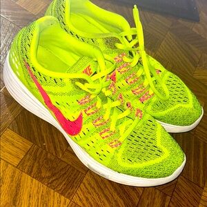 Nike Women's Bright Yellow and Pink Athletic Shoes